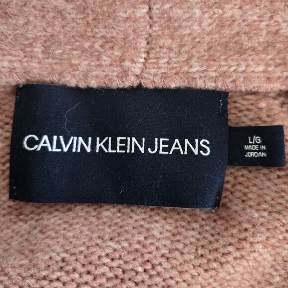 Calvin Klein Jeans Womens Cardigan Large Light Pink Mauve Long Sleeve Pockets - Picture 5 of 7